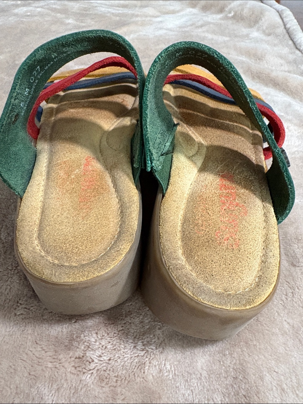 G.H. Bass & Co. Multicolor Rainbow Suede Multi-Strap Slide Sandals Women's 5M - Picture 6 of 7